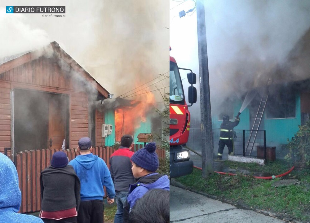 Incendio en Futrono dejó una casa destruida, otra dañada y 9 personas damnificadas
