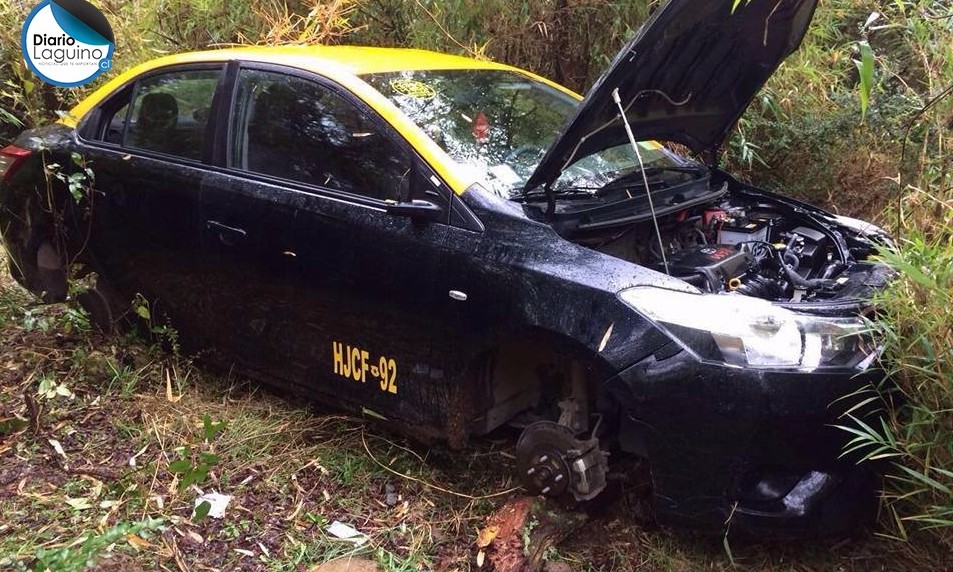 Taxi robado en Los Lagos apareció sin sus ruedas y otros daños en Paillaco